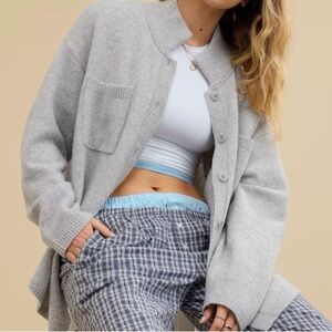 Aerie Cozy Gray Knit Cardigan